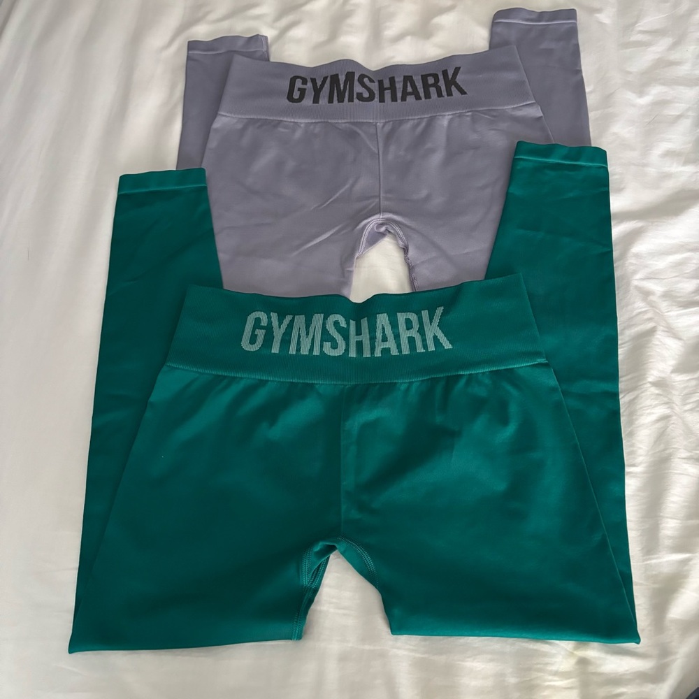 Gymshark Vibrant Green and Purple Leggings Stretchy Full-Length